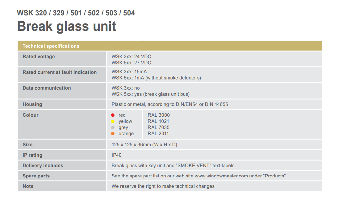 CompactSmoke™ 4A Smoke control panel - Windowmaster WSC 104